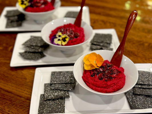 Jason Stoner's Roasted Beetroot Hummus with Charcoal Crackers