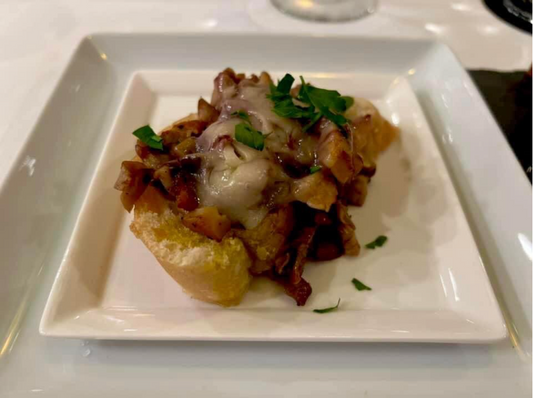 Jason Stoner's Garlic Mushroom Toasts with Bacon & Manchego Cheese