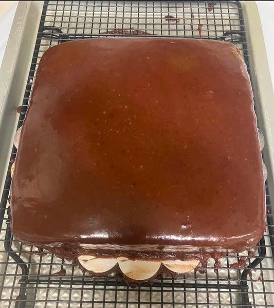 Geraldine Borruano's handwritten yellow cake and chocolate icing recipe