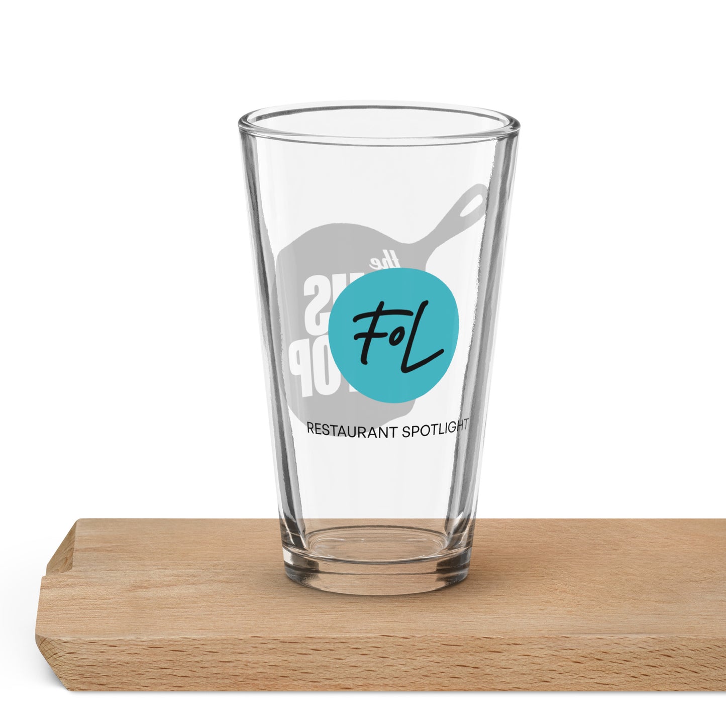 The Bus Stop Bistro Shaker pint glass