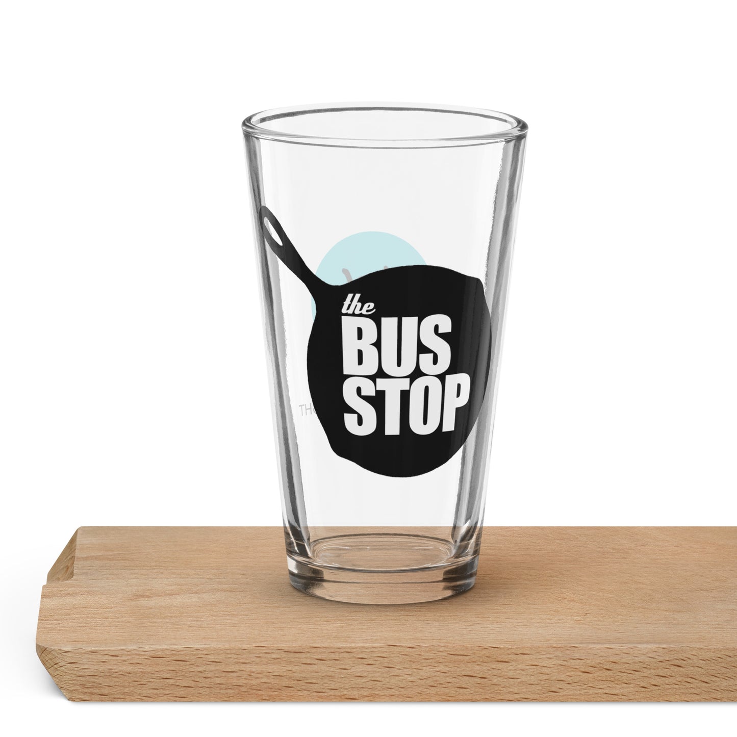 The Bus Stop Bistro Shaker pint glass